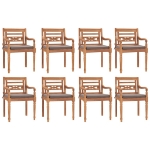 Set Pranzo Giardino 9pz con Cuscini Grigio Scuro Massello Teak