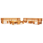 Set Divani da Giardino Pallet 6 pz con Cuscini Rossi in Legno