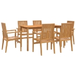 Set da Pranzo da Giardino 7 pz in Legno Massello di Teak