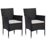 Set da Pranzo per Giardino 3 pz con Cuscini Polyrattan Nero