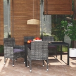 Set da Pranzo per Giardino 5 pz con Cuscini Polyrattan Grigio