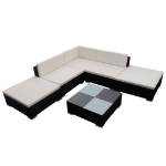 Set Divani da Giardino 6 pz con Cuscini in Polyrattan Nero