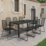 Set da Pranzo da Giardino 9 pz in Rattan PVC Nero