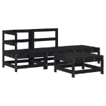 Set Salotto da Giardino 4 pz Nero in Legno Massello di Pino