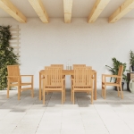 Set da Pranzo da Giardino 7 pz in Legno Massello di Teak