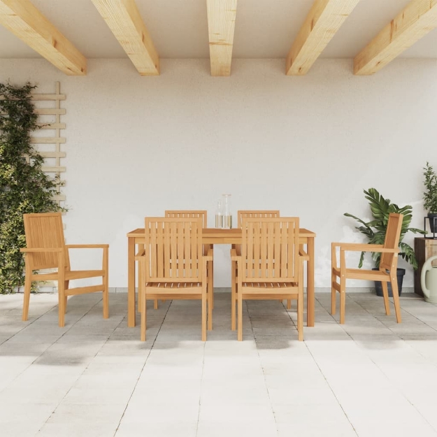 Set da Pranzo da Giardino 7 pz in Legno Massello di Teak