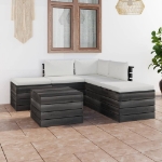 Set Divani da Giardino su Pallet 6 pz con Cuscini Massello Pino