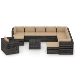 Set Salotto Giardino con Cuscini 12 pz Legno Impregnato Grigio