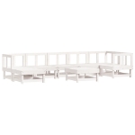 Set Salotto da Giardino 8 pz in Legno Massello di Pino Bianco