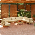 Set Divani da Giardino 11 pz con Cuscini Miele Legno di Pino