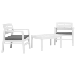 Set Salotto da Giardino 3 pz in Plastica Bianco