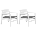 Set Salotto da Giardino 3 pz in Plastica Bianco