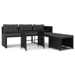 Set Divani da Giardino 4 pz in Polyrattan Nero