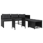 Set Divani da Giardino 4 pz in Polyrattan Nero