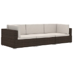 Set Divani da Giardino 3 pz con Cuscini in Polyrattan Marrone