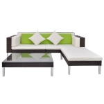 Set Divani da Giardino 4 pz con Cuscini in Polyrattan Marrone