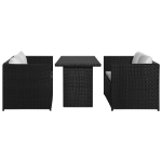 Set Divani da Giardino 3 pz con Cuscini in Polyrattan Nero