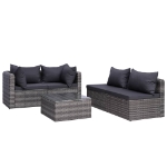 Set Divani da Giardino 5 pz con Cuscini in Polyrattan Grigio