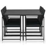 Set da Pranzo da Giardino 7 pz con Cuscini in Polyrattan Nero