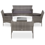 Set Divani da Giardino 5 pz con Cuscini in Polyrattan Grigio