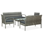 Set Divani da Giardino 5pz con Cuscini in Polyrattan Grigio