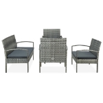 Set Divani da Giardino 5pz con Cuscini in Polyrattan Grigio