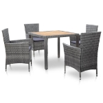 Set da Pranzo da Giardino 5 pz con Cuscini in Polyrattan Grigio