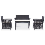 Set Divani da Giardino 4 pz con Cuscini in Polyrattan Nero