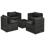 Set Divani da Giardino 5 pz con Cuscini in Polyrattan Grigio