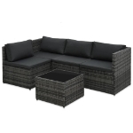 Set Divani da Giardino 5 pz con Cuscini in Polyrattan Grigio