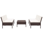 Set Divani da Giardino 5 pz con Cuscini in Polyrattan Marrone