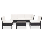 Set Divani da Giardino 6 pz con Cuscini in Polyrattan Nero