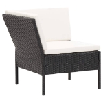 Set Divani da Giardino 6 pz con Cuscini in Polyrattan Nero