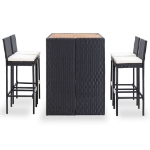 Set da Bar da Giardino 5 pz Polyrattan e Legno di Acacia Nero