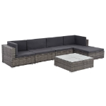 Set Divani da Giardino 6 pz con Cuscini in Polyrattan Grigio