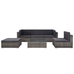 Set Divani da Giardino 6 pz con Cuscini in Polyrattan Grigio