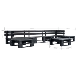 Set Divani da Giardino su Pallet 6 pz Nero in Legno