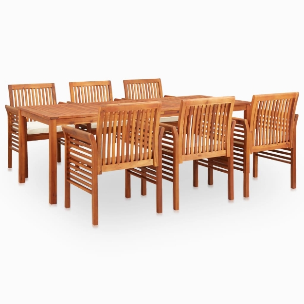 Set da Pranzo da Giardino 7 pz con Cuscini Massello di Acacia