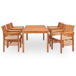 Set da Pranzo da Giardino 7 pz con Cuscini Massello di Acacia