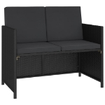 Set da Pranzo da Giardino 6 pz con Cuscini in Polyrattan Nero