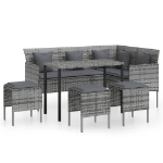 Set Mobili 5 pz Divano a L con Cuscini in Polyrattan Grigio