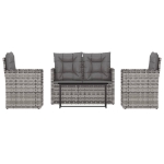 Set Divani da Esterno 4 pz con Cuscini in Polyrattan Grigio