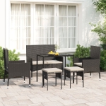 Set Mobili da Giardino 6 pz con Cuscini in Polyrattan Nero