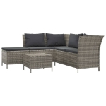 Set Divani da Giardino 4 pz con Cuscini in Polyrattan Grigio