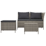 Set Divani da Giardino 3 pz con Cuscini in Polyrattan Grigio