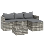 Set Divani da Giardino 3 pz con Cuscini in Polyrattan Grigio