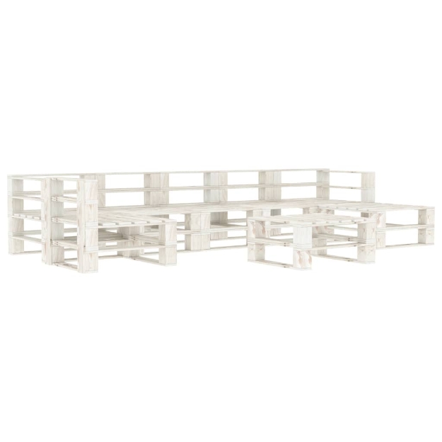 Set Salotto da Giardino 8 pz Pallet in Legno Bianco