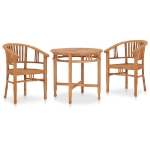 Set da Pranzo da Giardino 3 pz in Legno Massello di Teak