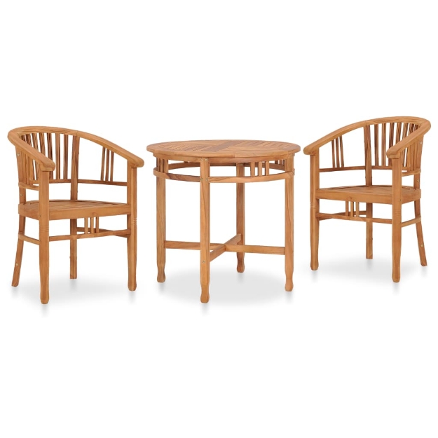 Set da Pranzo da Giardino 3 pz in Legno Massello di Teak