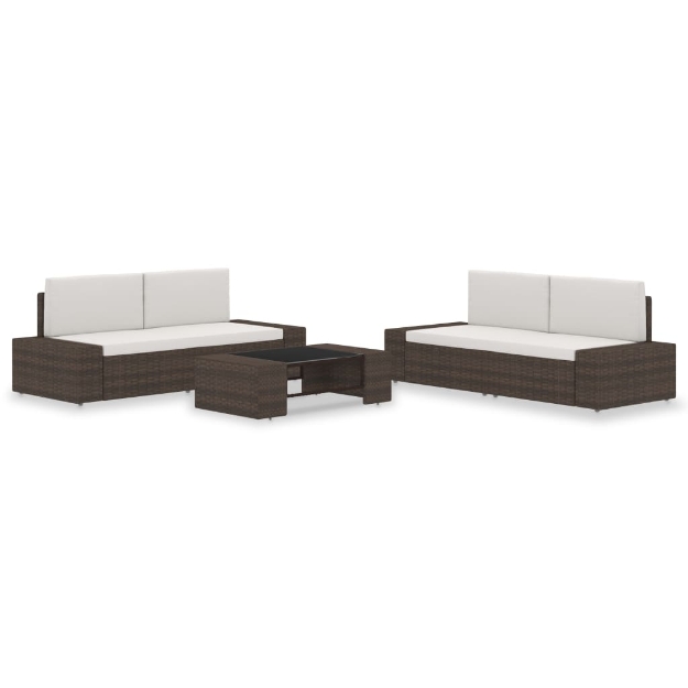 Set Divani da Giardino 5 pz in Polyrattan Marrone